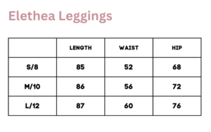 Elethea Leggings - Size Guide